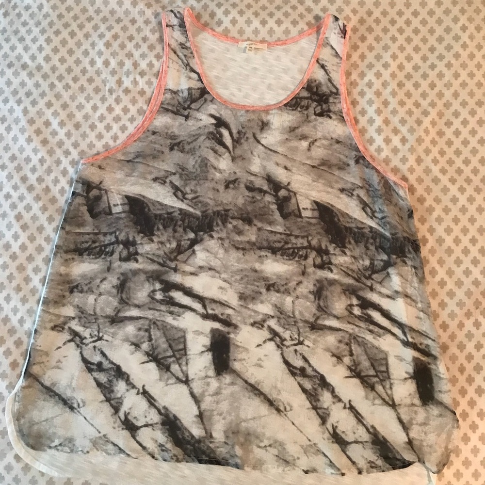 Sheer Printed mixed media tank